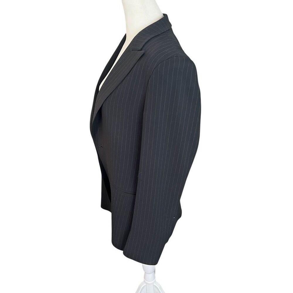 Max Mara Black Pinstripe Blazer Open Front Italian Tailored Jacket 10 - Picture 3 of 6